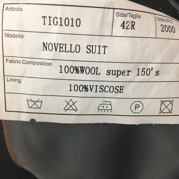 New tiglio mens suit solid gray 42r made in italy 2 piece 100% wool nwt ea0190